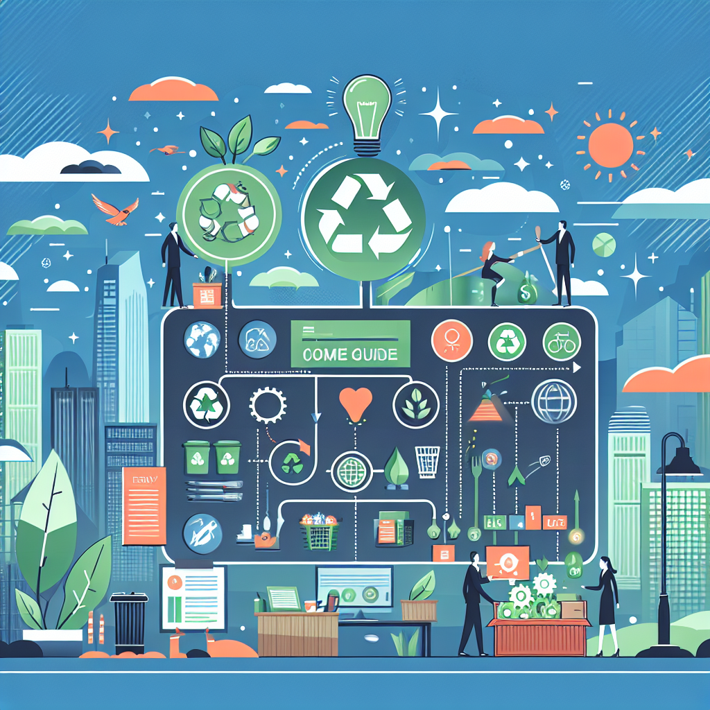 uma infografia mostrando diferentes práticas sustentáveis que empresas podem adotar, como reciclagem, uso de energia…