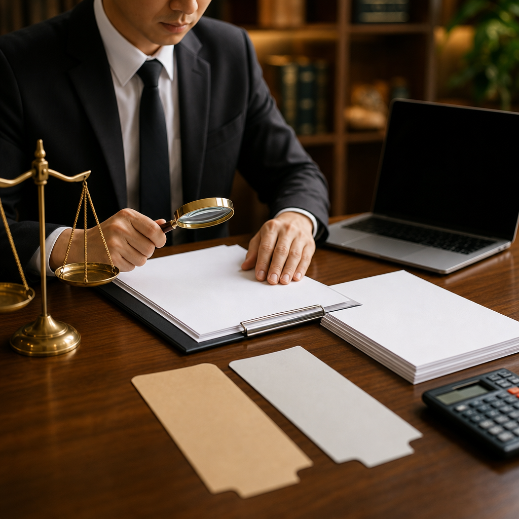 Modern premium editorial photograph, 16:9 landscape, showing a government procurement analyst’s desk as a visual metaphor for validating price advantage before filing an audit-ready record. A neatly d