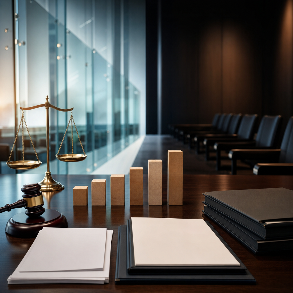 Modern premium editorial photograph, 16:9 landscape, depicting a polished boardroom table where public procurement analysis…