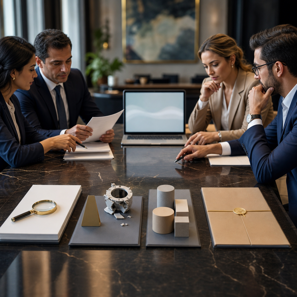 Modern premium editorial photograph, 16:9 landscape, showing a Brazilian public procurement planning scene without any…